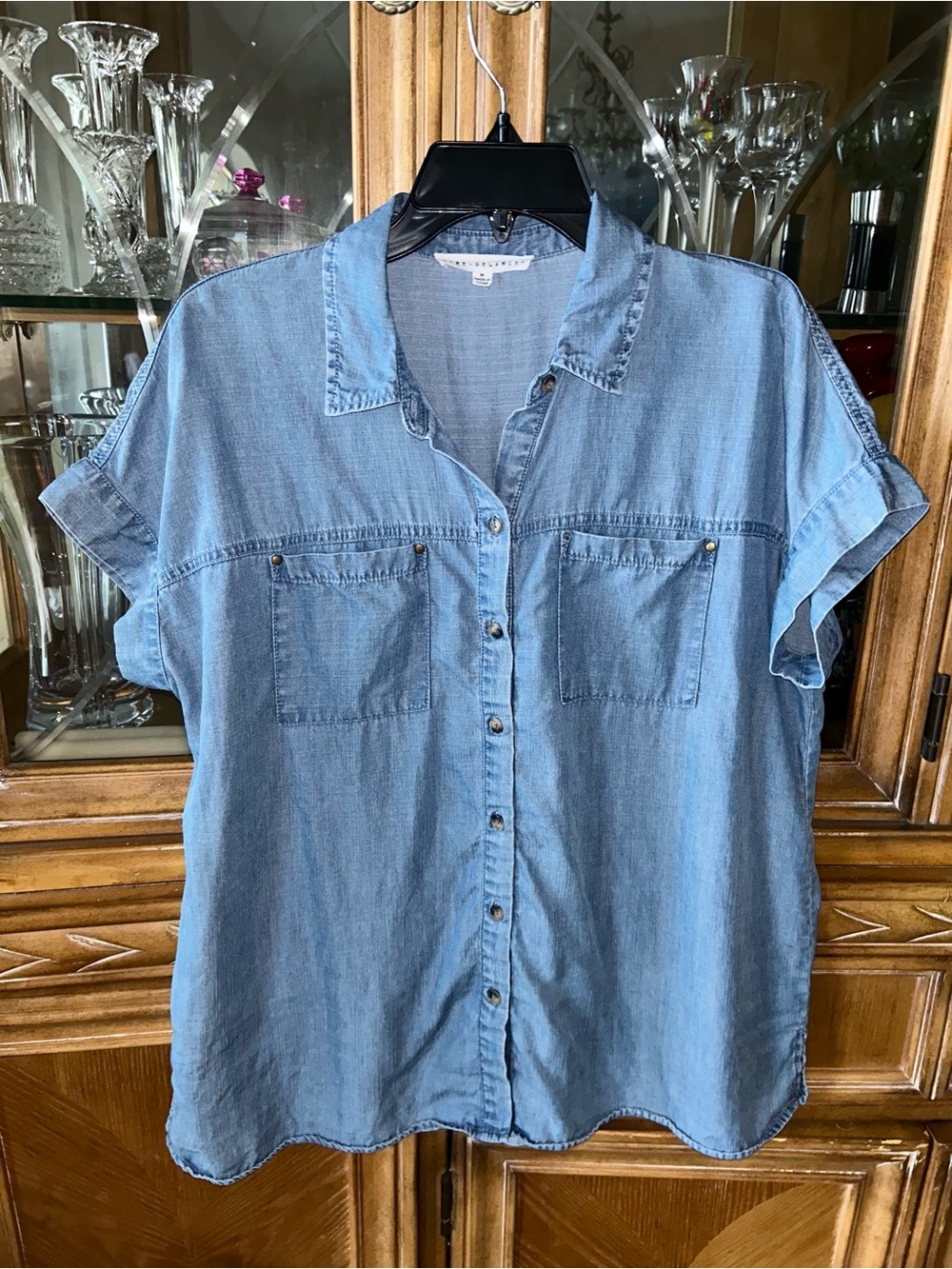 Jane and Delancey Light Blue Denim Button-Front Shirt